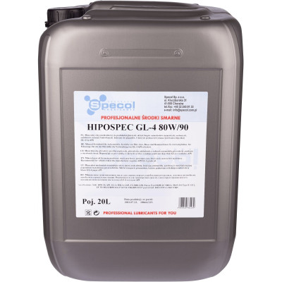 SPECOL OLEJ 80W90 20L GL4 HIPOSPEC/ PRZEKŁADNIOWY