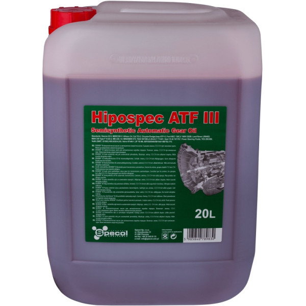 SPECOL OLEJ HIPOSPEC ATF III 20L PÓŁSYNTETYCZNY / PRZEKŁADNIOWY DEXRON III