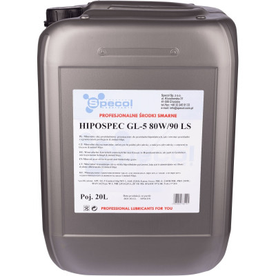SPECOL OLEJ 80W90 20L GL5 LS HIPOSPEC/ PRZEKŁADNIOWY