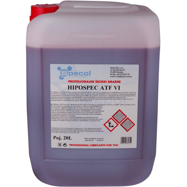 SPECOL OLEJ HIPOSPEC ATF VI 20L/ PRZEKŁADNIOWY