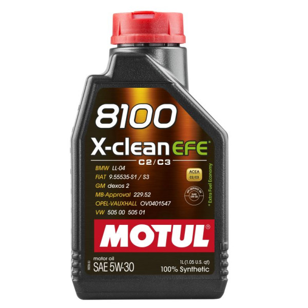 MOTUL OLEJ 5W30 1L X-CLEAN 8100 EFE C2/C3 / DPF / SN / 505.00 505.01 / 229.52 / LL04 / 9.55535-S1/S3 / OV 040 1547-D30 / DEXOS2