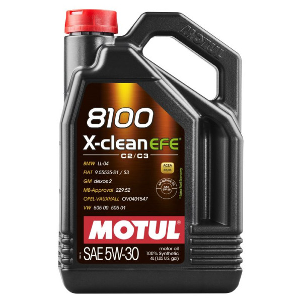 MOTUL OLEJ 5W30 4L X-CLEAN 8100 EFE C2/C3 / DPF / SN / 505.00 505.01 / 229.52 / LL04 / 9.55535-S1/S3 / OV 040 1547-D30 / DEXOS2