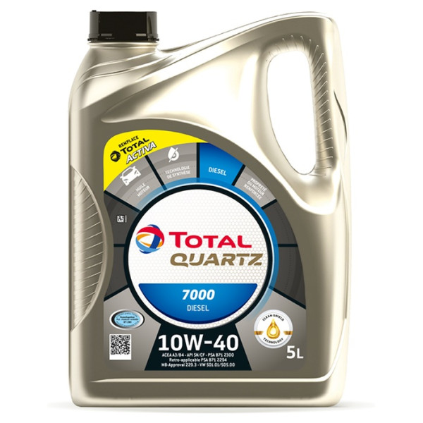 TOTAL OLEJ QUARTZ 10W40 5L DIESEL 7000 / A3/B4 / SN/CF / 229.1 / 501.01 505.00 / B71 2300 B71 2294/B