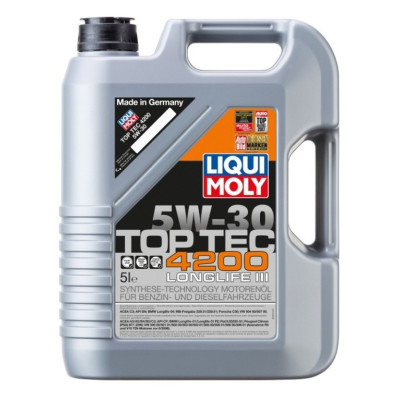 LIQUI MOLY OLEJ 5W30 5L TOP TEC 4200 C2/C3 / SN/CF / 504.00 507.00 / 229.31 229.51 / LL04 / C30 / B71 2290