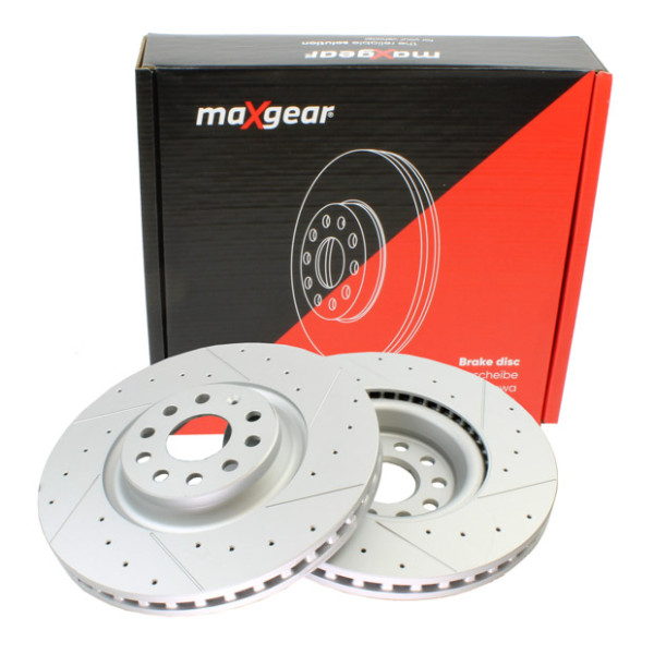 MAXGEAR TARCZA HAMULCOWA VW PRZÓD CC/GOLF/PASSAT/TIGUAN 1,4-3,6 FSI 08- NAWIERCANA I NACINANA