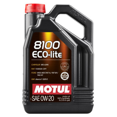 MOTUL OLEJ 0W20 5L 8100 ECO-LITE / SP-RC / GF-6A / GM DEXOS1 GEN3 / MS-6395 / 9.55535-CR1 / WSS-M2C947-A 947-B1 962-A1