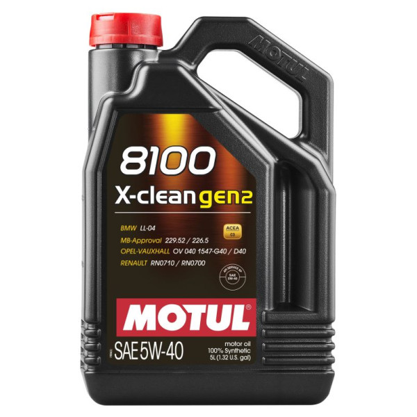 MOTUL OLEJ 5W40 5L 8100 X-CLEAN GEN2 C3 / 511.00 / 229.52 226.5 / LL04 / DEX2 / C40 / RN0710/700 / 9.55535-S2/T2