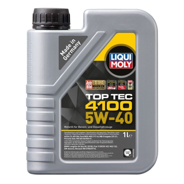 LIQUI MOLY OLEJ 5W40 1L TOP TEC 4100 / DPF/FAP / 502.00 505.00 505.01 / 229.31 / LL-04 / WSS-M2C 917-A