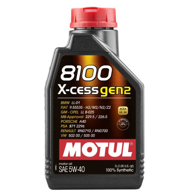 MOTUL OLEJ 5W40 1L 8100 X-CESS GEN2 / 502.00 505.00 / 229.5 226.5 / A40 / B71 2296 / RN0710/700 / LL01 / 9.55535 / LL B-025