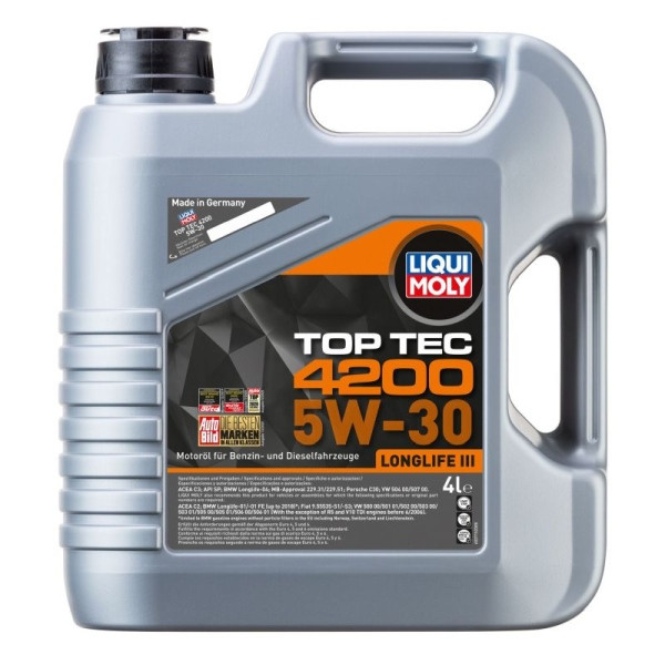 LIQUI MOLY OLEJ 5W30 4L TOP TEC 4200 C2/C3 / SN/CF / 504.00 507.00 / 229.31 229.51 / LL04 / C30 / B71 2290