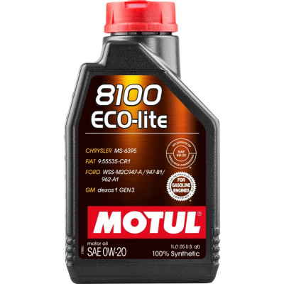 MOTUL OLEJ 0W20 1L 8100 ECO-LITE / SP-RC / GF-6A / GM DEXOS1 GEN3 / MS-6395 / 9.55535-CR1 / WSS-M2C947-A 947-B1 962-A1