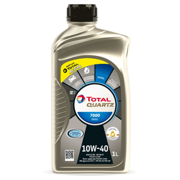 TOTAL OLEJ QUARTZ 10W40 1L DIESEL 7000 / A3/B4 / SN/CF / 229.1 / 501.01 505.00 / B71 2300 B71 2294/B