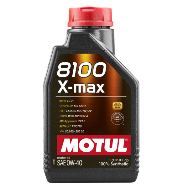 MOTUL OLEJ 0W40 1L 8100 X-MAX A3/B4 / SN / LL01 / 229.5 / 502.00 505.00 / BMW / MB / A40 / WSS M2C 937A