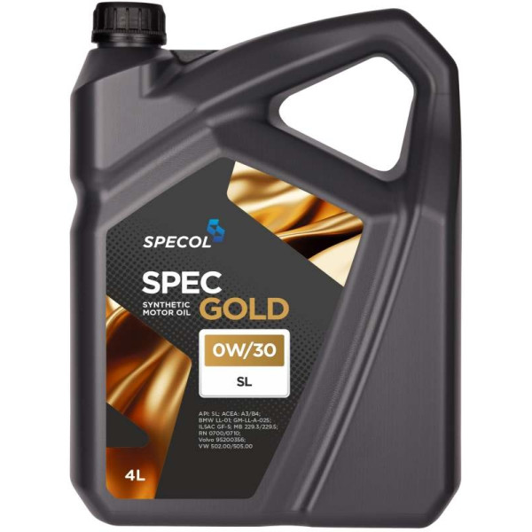 SPECOL OLEJ 0W30 4L SPEC GOLD SN/CF / A3/B4 / LL01 / GM LL A 025 / GF5 / 229.3 229.5 / RN0710 / VOLVO 95200356 / 502.00 505.00