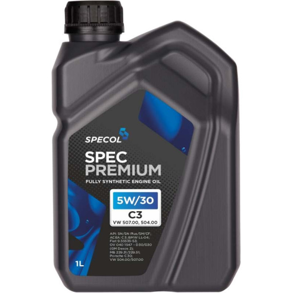 SPECOL OLEJ 5W30 1L PREMIUM C3 / SN PLUS/SM/CF / 504.00 507.00 / LL04 / DEX2 / 229.31 229.51 / C30 / 9.55535-S3