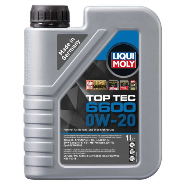 LIQUI MOLY OLEJ 0W20 1L TOP TEC 6600 SP / C5 / GF-6A / LL-17 FE+ / STJLR.03.5006 / MB229.71 / OV0401547