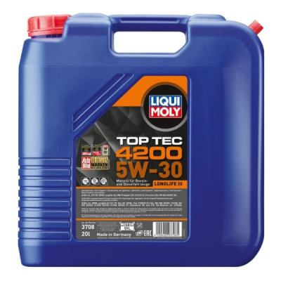 LIQUI MOLY OLEJ 5W30 20L TOP TEC 4200 C2/C3 / SN/CF / 504.00 507.00 / 229.31 229.51 / LL04 / C30 / B71 2290