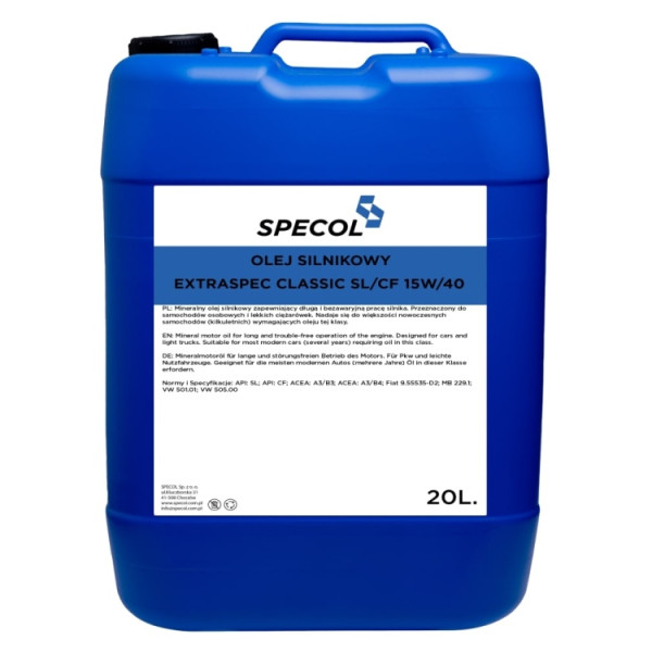 SPECOL OLEJ 15W40 20L EXTRASPEC CLASSIC SL/CF / 229.1 / 501.01 505.00