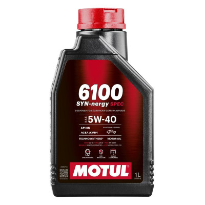 MOTUL OLEJ 5W40 1L 6100 SYN-NERGY SPEC / A3/B4 / SN / LL01 / MS 12991 / 229.5 / A40 / RN0710 / 502.00 505.00 / B71 2296