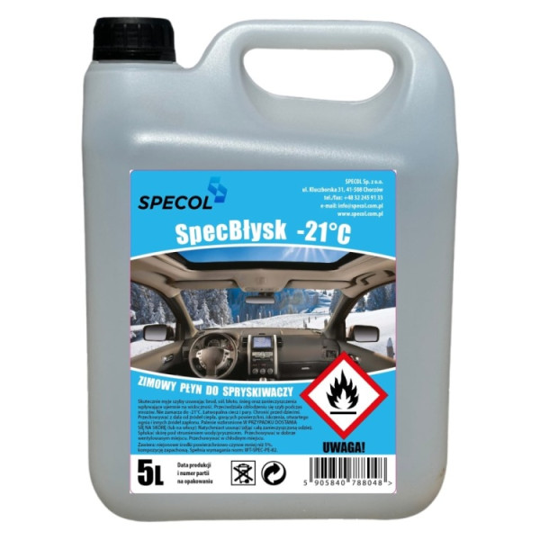SPECOL PŁYN DO SPRYSKIWACZY 5L ZIMOWY/ -21°C SPEC BŁYSK/ NA BAZIE ETANOLU