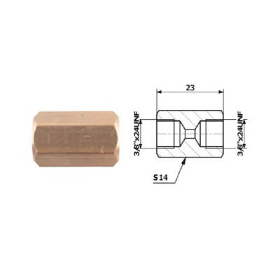 PRZEWODY HAMULCOWE ŁĄCZNIK PRZEWODÓW HAM. WEW. M 3/8"X24 UNF SF + WEW M 3/8" X24 UNF SF