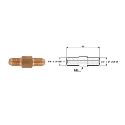 ŁĄCZNIK PRZEWODÓW HAMULCOWYCH ZEWNĘTRZNY 3/8"X24 UNF UNF SF