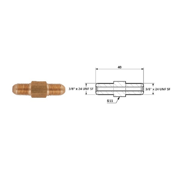 ŁĄCZNIK PRZEWODÓW HAMULCOWYCH ZEWNĘTRZNY 3/8"X24 UNF UNF SF
