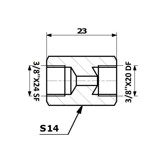 PRZEWODY HAMULCOWE ŁĄCZNIK PRZEWODÓW HAM. WEW. 3/8"X24 SF - WEW. 3/8"X20 DF