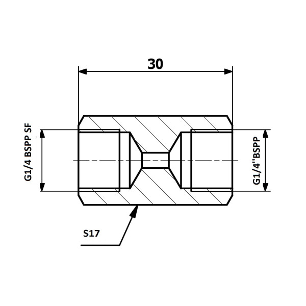 PRZEWODY HAMULCOWE ŁĄCZNIK PRZEWODÓW HAM. WEW. G1/4" BSPP SF - WEW. G1/4" BSPP SF